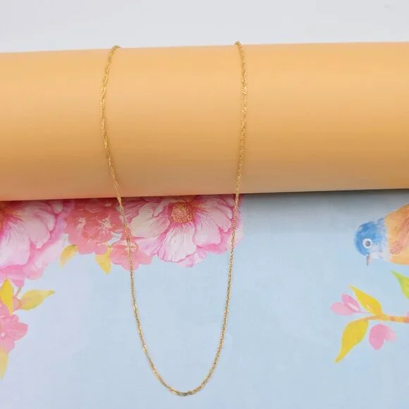 Dainty Rose Gold Twisted Rope Chain Necklace, 24 Inch, Gold Plated, XPNL0108 - Picture 3 of 12